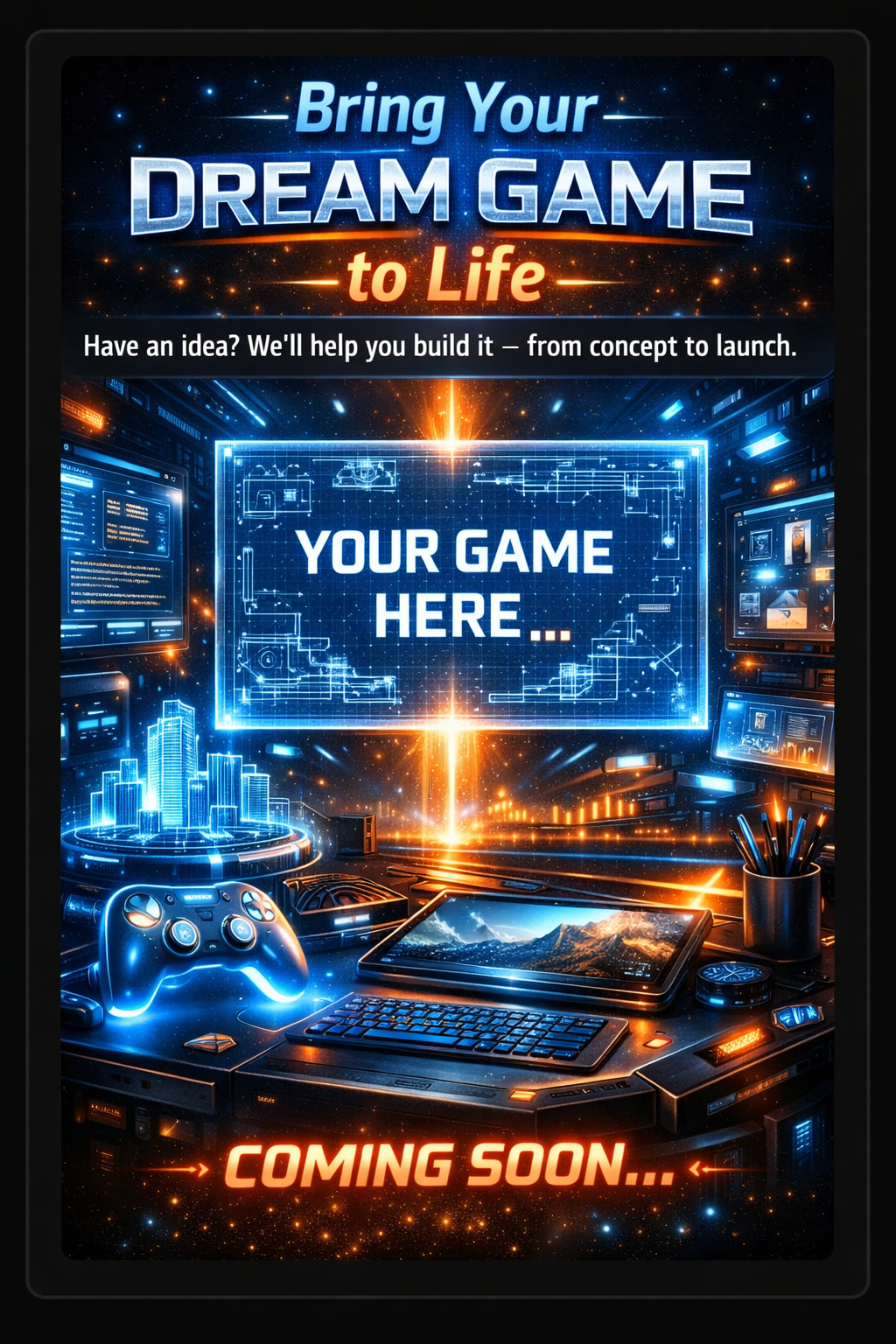 Novacraft game development services promotional artwork